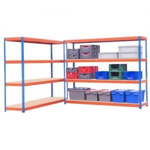 Heavy Durty Shelving 2 Bay Offer - 1980h x 2440w x 610d 4 Chipboard Shelves